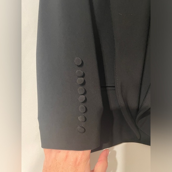 Joseph Ribkoff Black Open Front Short Blazer ¾ Button Sleeve Sz 4 Harpers Bazaar - Picture 6 of 8